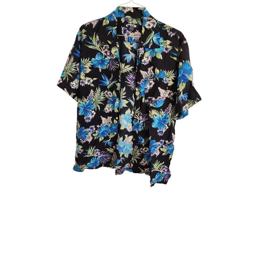 GJC Men's Floral XL ST. Thomas Cabana Style Button Down Short Sleeve Shirt